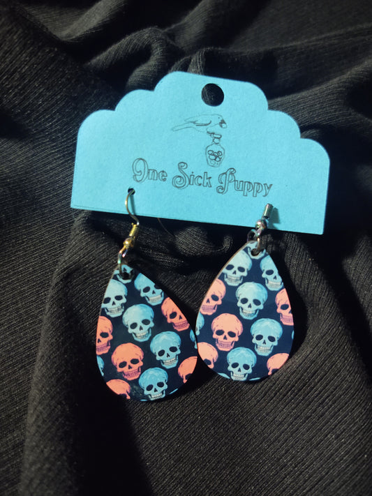 Bubble Gum Skull Wooden Dangles