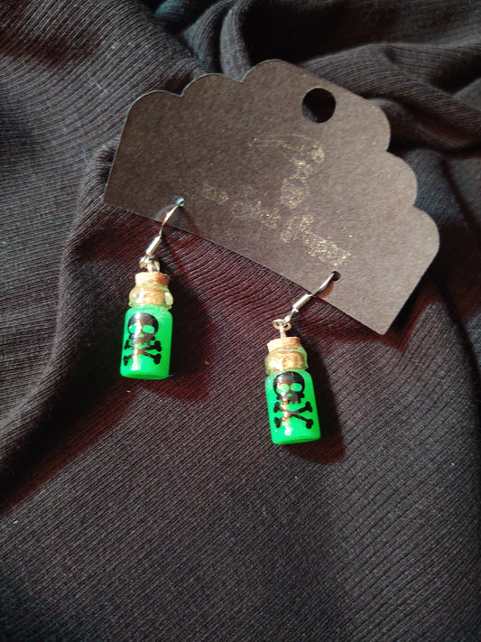 Toxic Green Glow Dangle Earrings