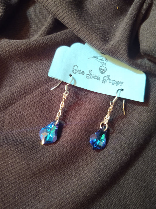 Blue Crystal Drop Dangles