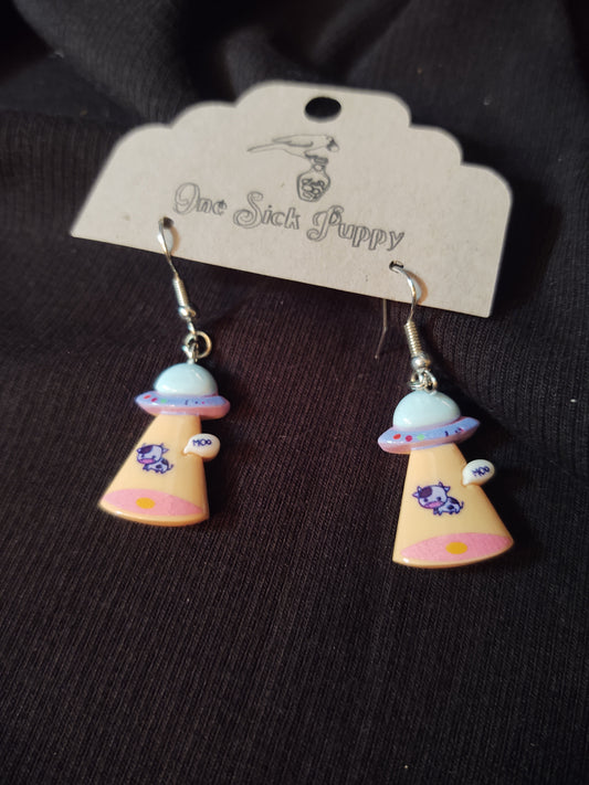 Beam Me Up Bovine Dangle Earrings
