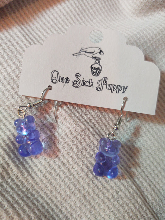 Gummy Bear Drop Earrings- Blueberry