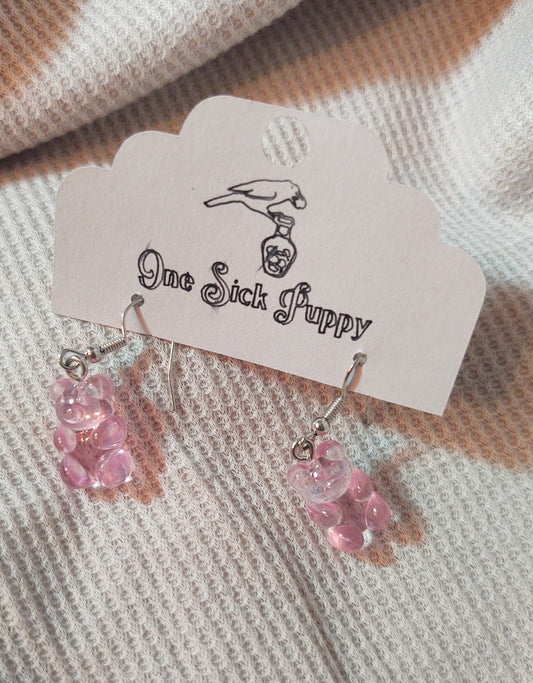 Gummy Bear Drop Earrings- Strawberry