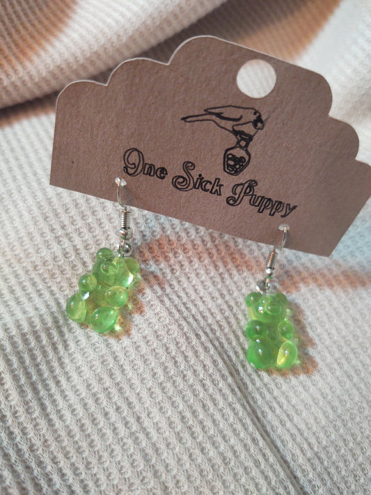 Gummy Bear Drop Earrings- Lime