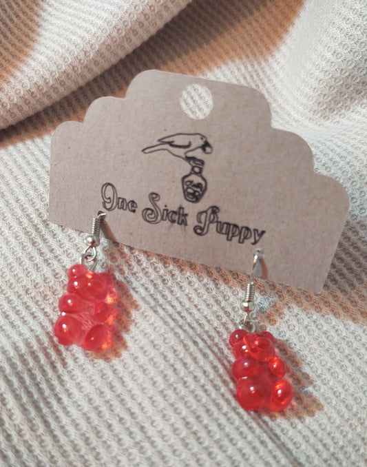 Gummy Bear Drop Earrings- Cherry