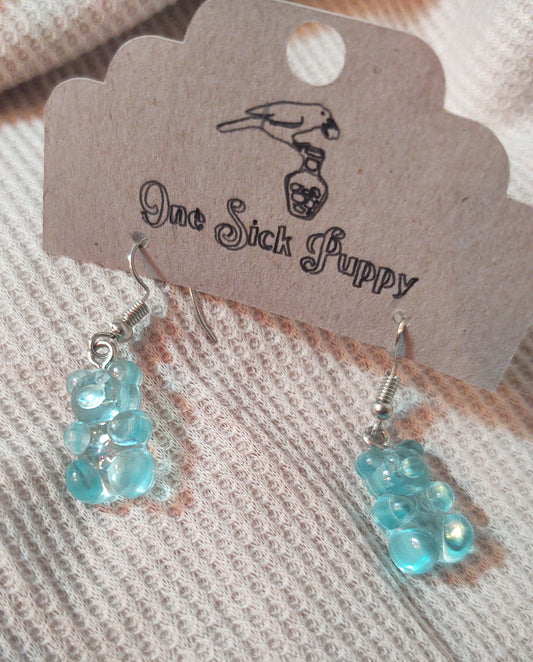 Gummy Bear Drop Earrings- Cotton Candy