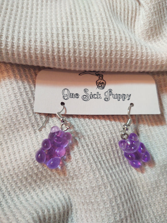 Gummy Bear Drop Earrings- Grape