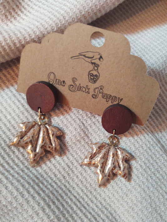 Gold Leaf Drop Studs