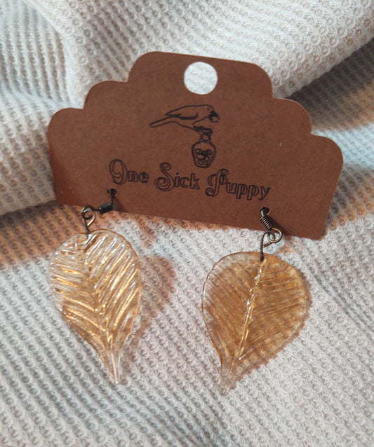 Glass Leaf Dangle Earrings
