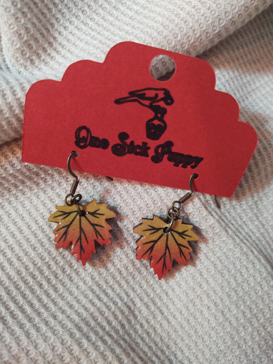 Wooden Fall Leaf Earrings