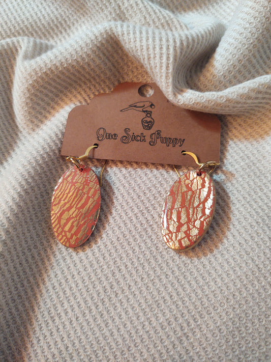 Red Crackle Drop Earrings