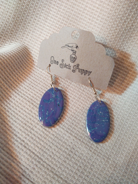 Purple Abstract Oval Earrings