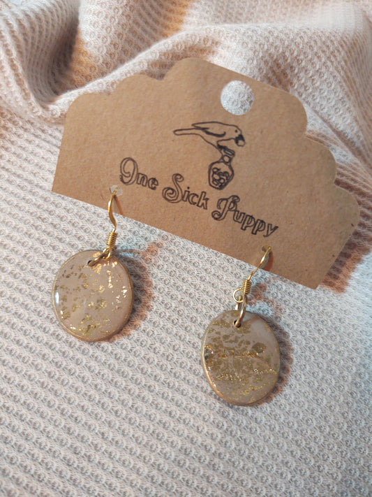 Taupe crackle drop earrings
