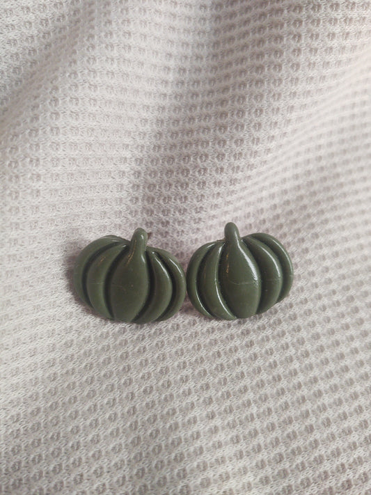 Large Olive Pumpkin Studs