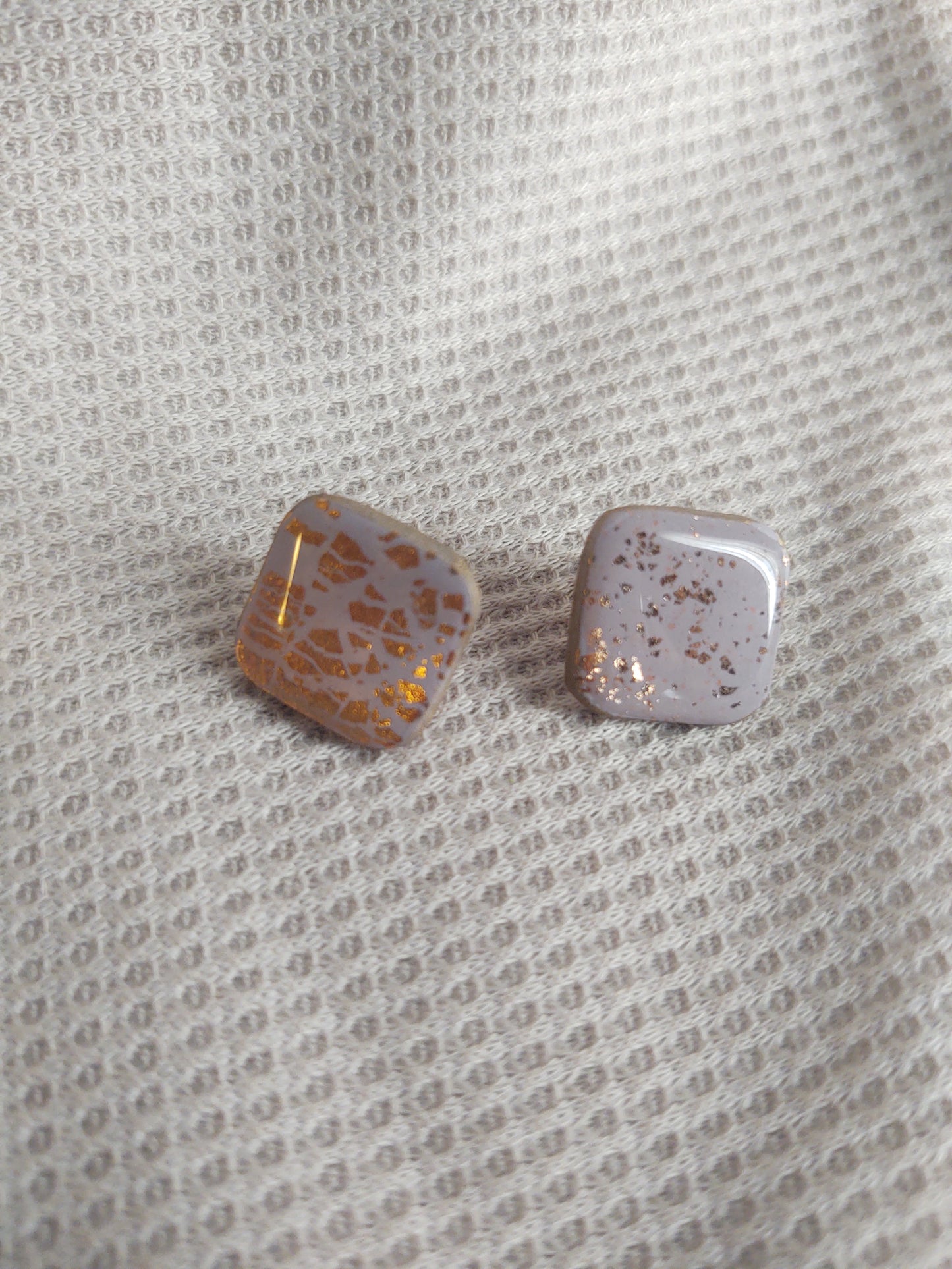 Taupe and Gold Crackle Studs