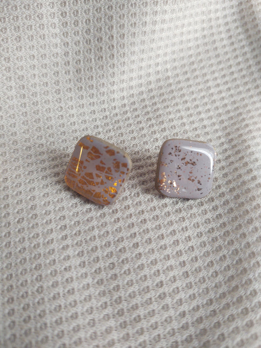 Taupe and Gold Crackle Studs