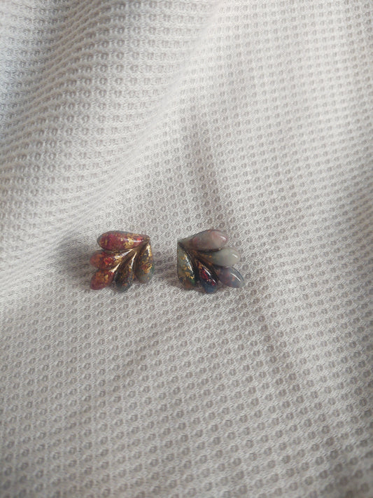 Rainbow Mosaic Leaf Studs