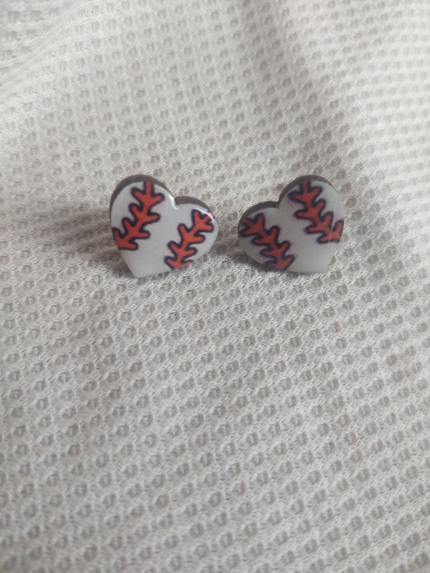 Baseball Heart Studs