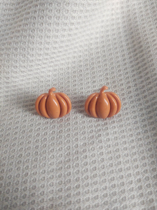 Small Orange Pumpkin Studs
