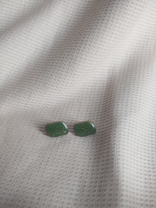 Green Crackle Abstract Studs