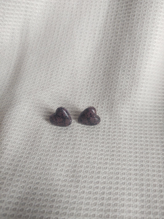 Pink Marble Heart Studs
