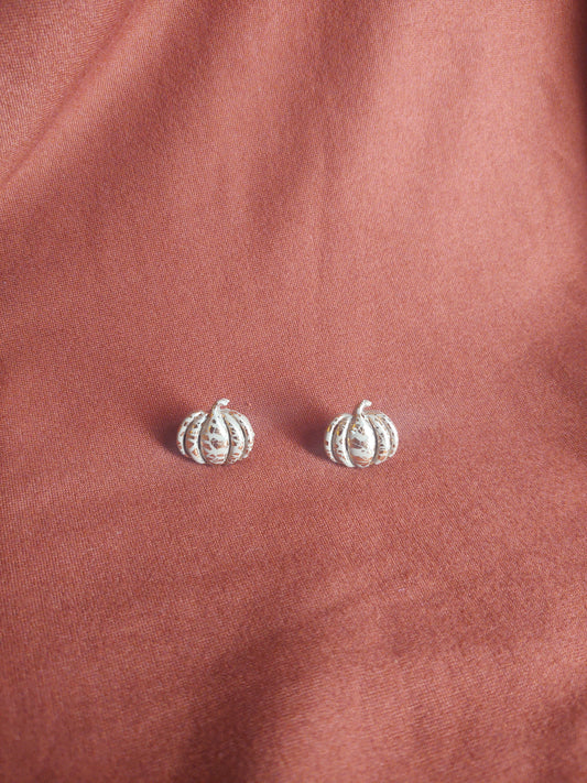 Small Taupe and Gold Pumpkin Studs