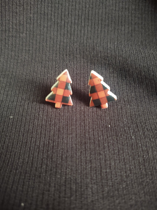 Buffalo Plaid Studs