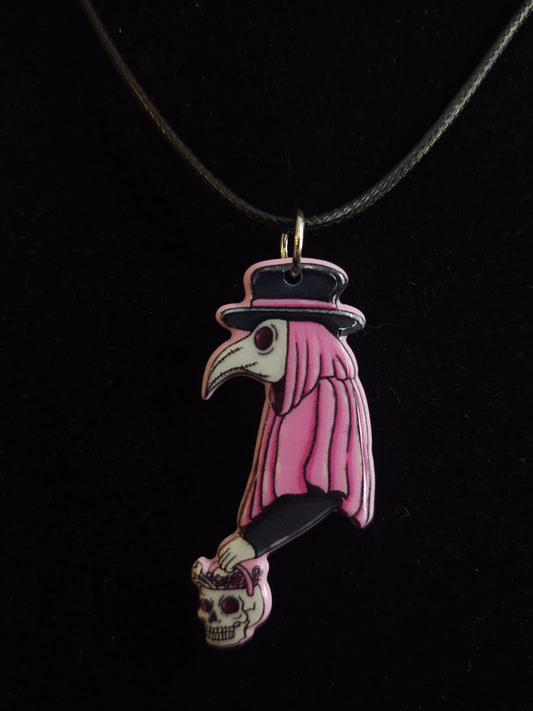 Pastel Pink Plague Necklace