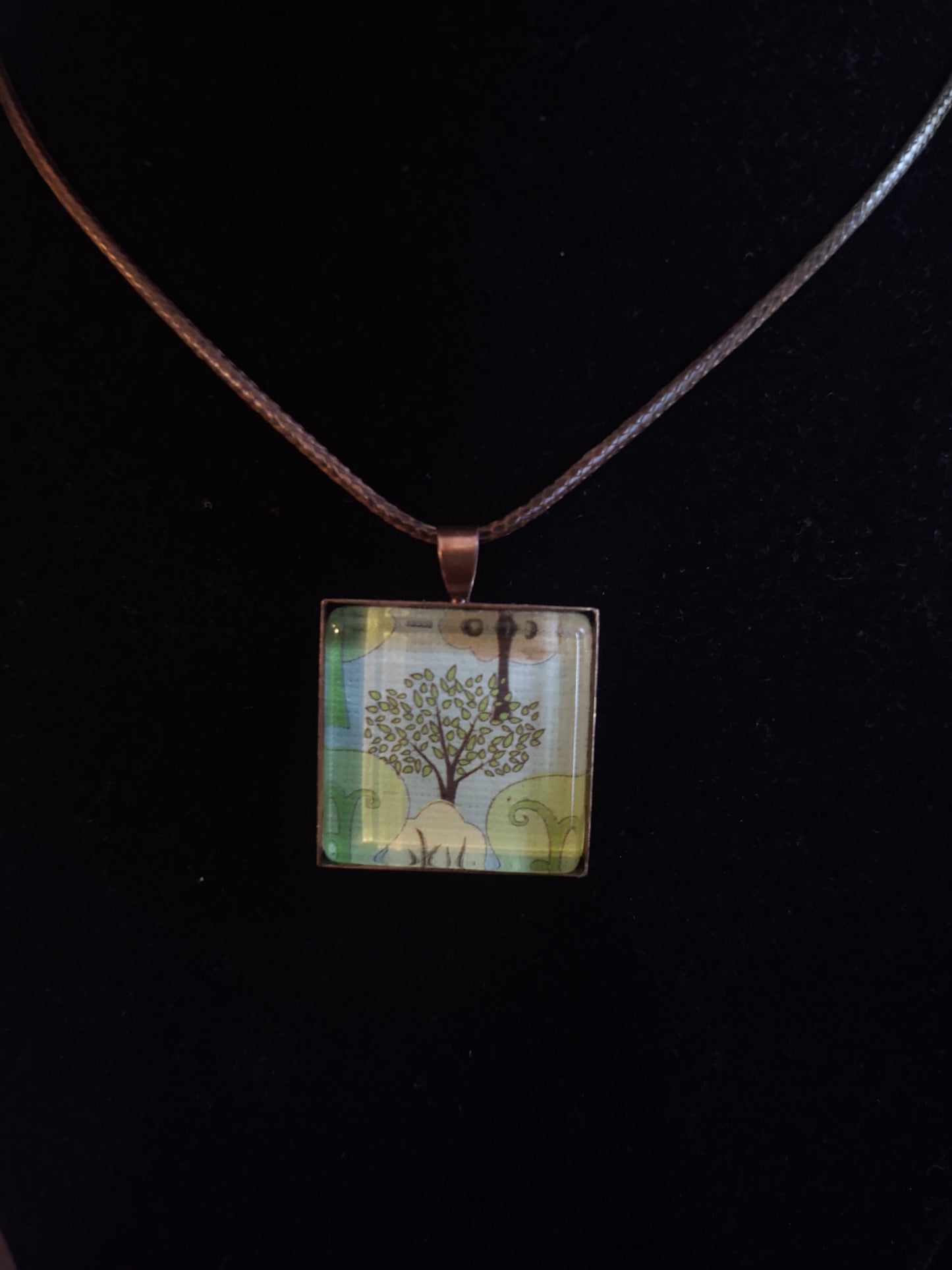 Glass Tile Pendant Necklace