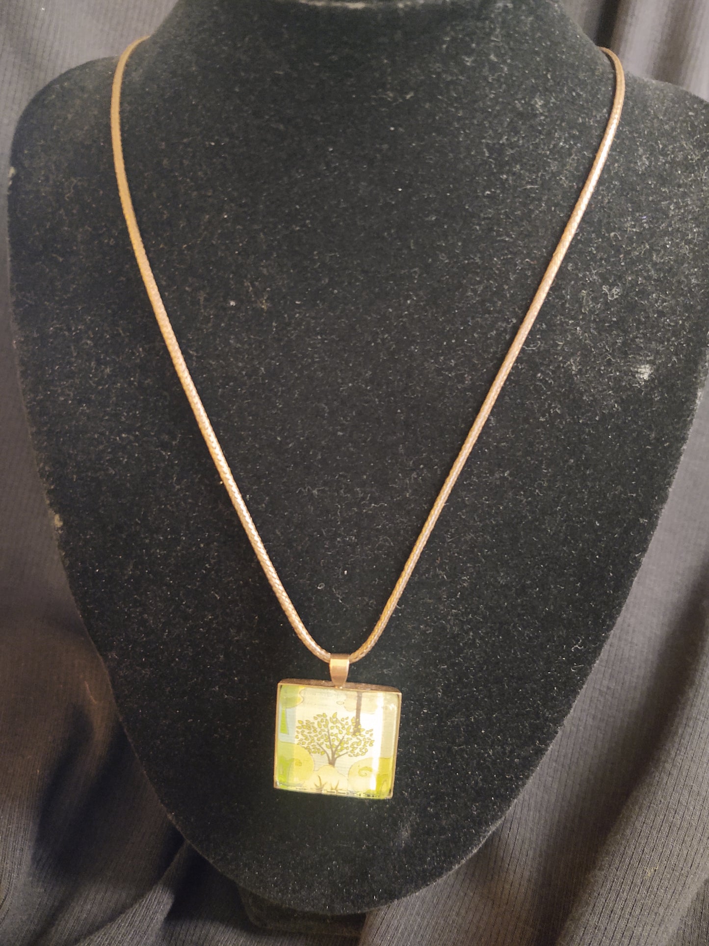 Glass Tile Pendant Necklace