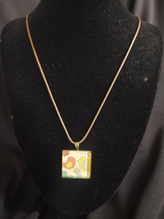 Glass Tile Pendant Necklace