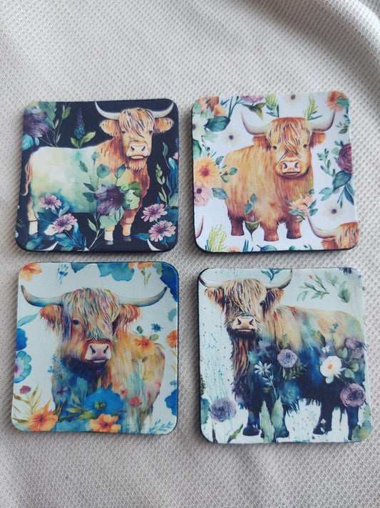 Highland Cow Coaster Set