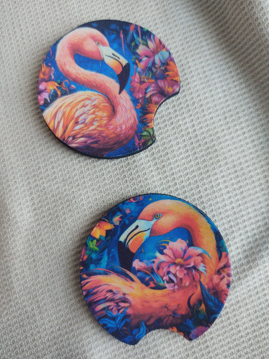 Fabulous Flamingo Car Coaster Set