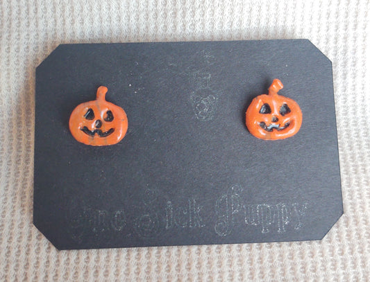 Orange and Black Tie -Dye Jack-o-lantern Studs