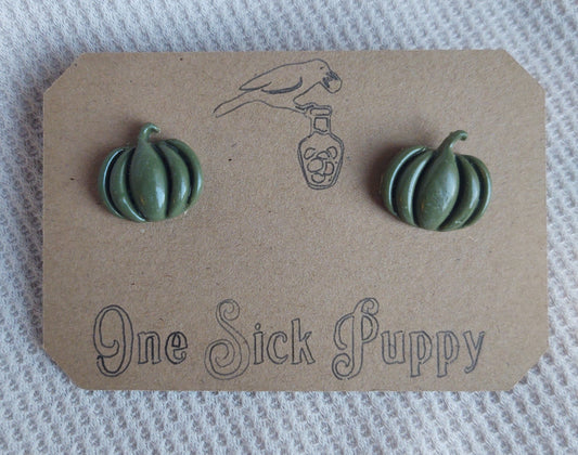 Small Olive Pumpkin Studs