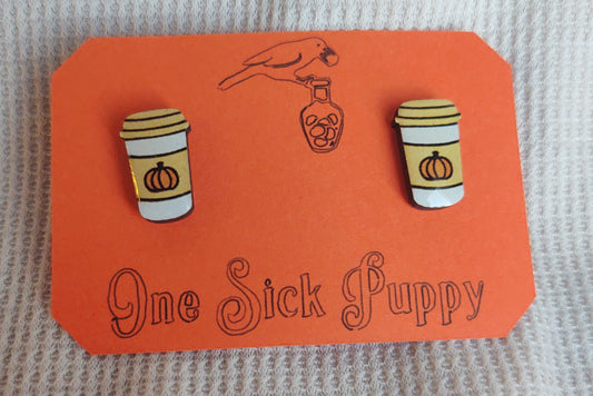 Small To G0 Pumpkin Coffee Earrings