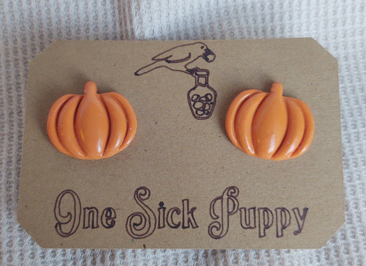 Large Orange Pumpkin Studs