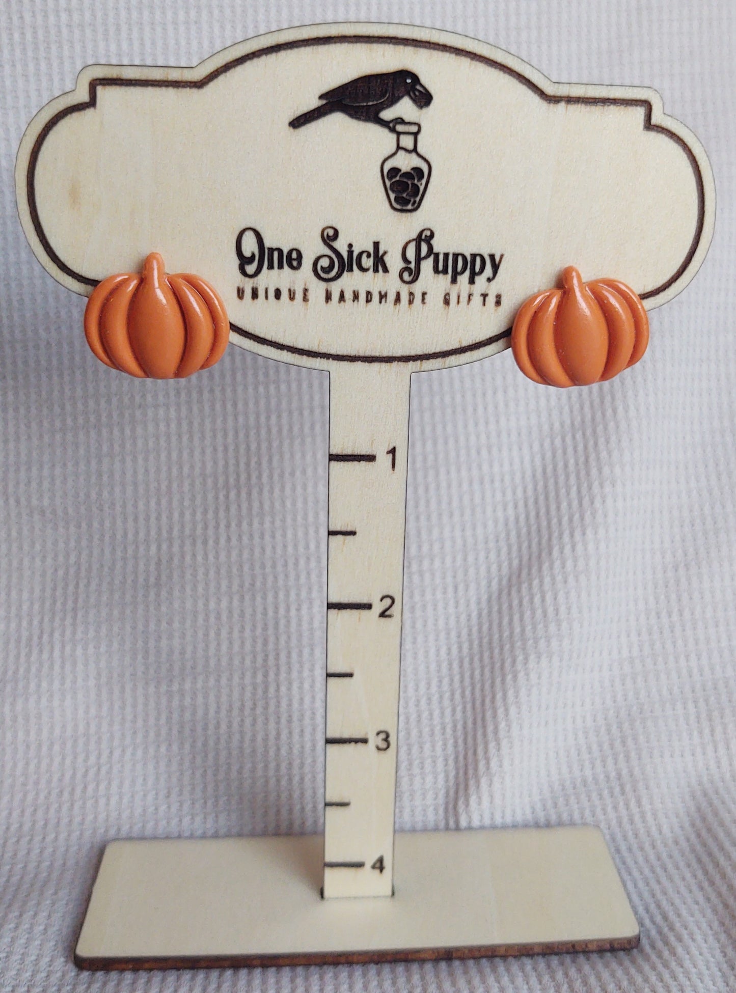 Large Orange Pumpkin Studs