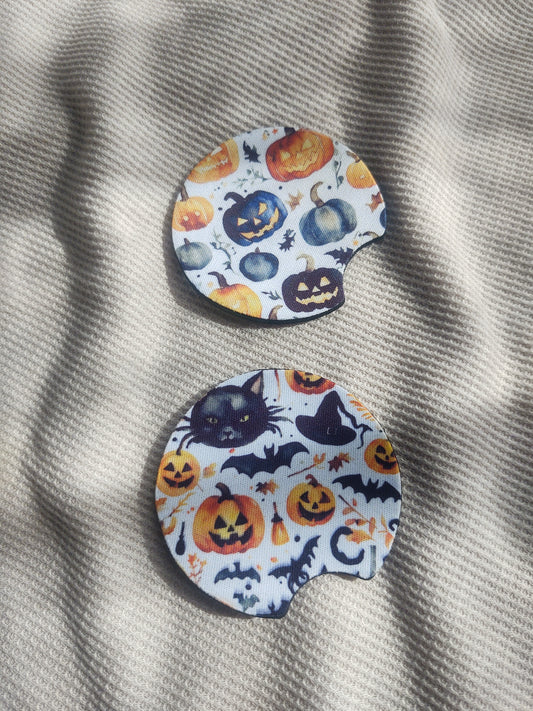 Watercolor Halloween Car Coaster Set
