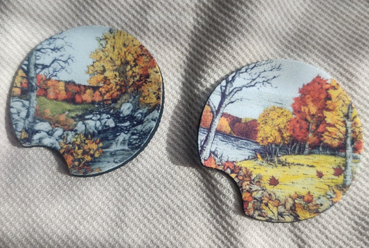 Pen and Ink Fall Car Coaster Set