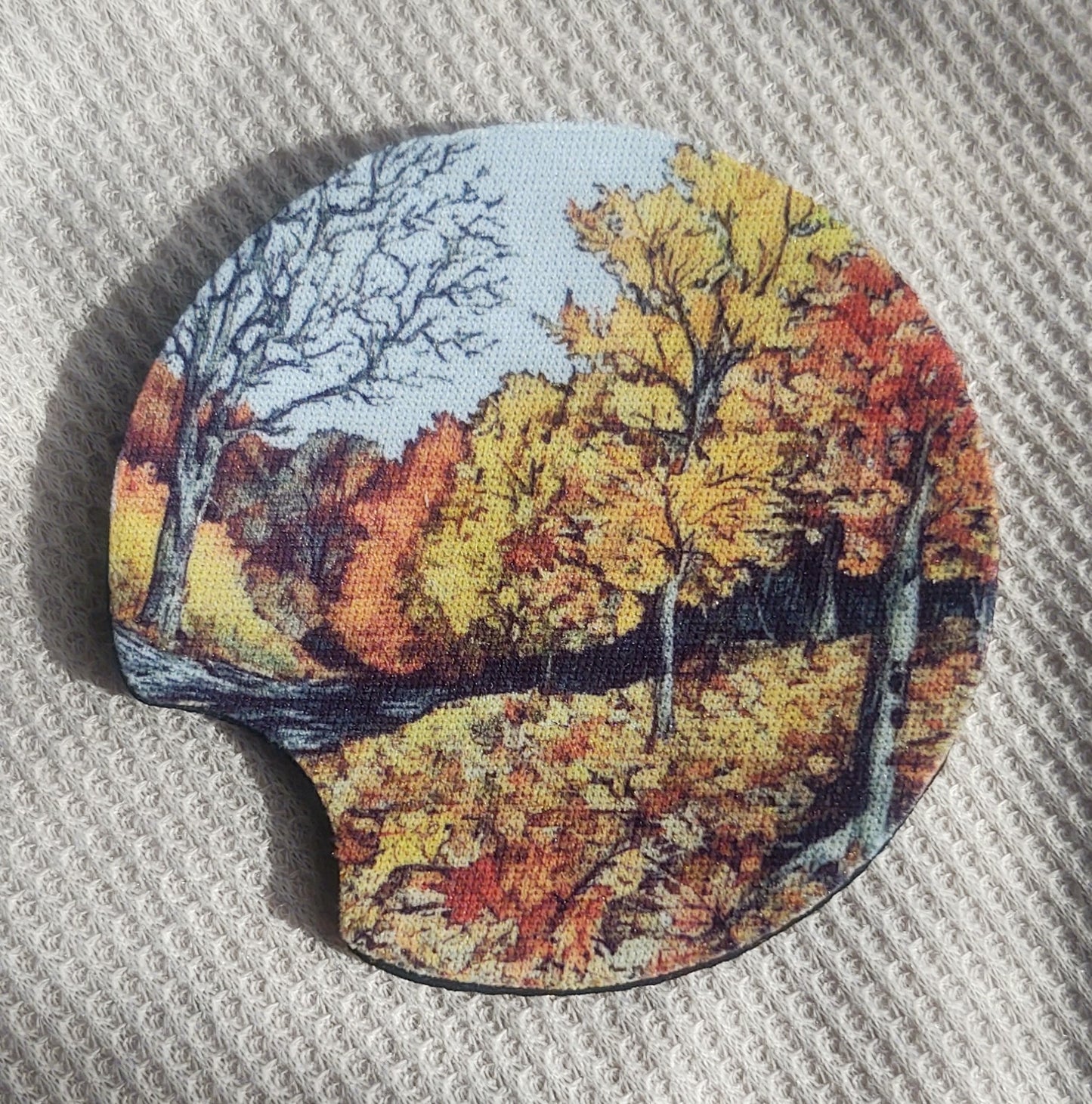 Pen and Ink Watercolor Fall Car Coaster Set