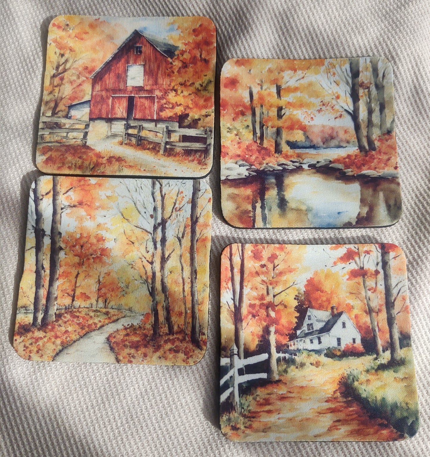 Watercolor Fall Farm Coaster Set