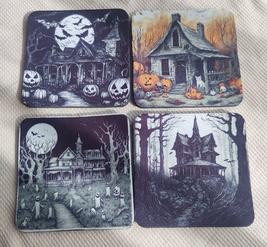Spooky House Haunted Coaster Set