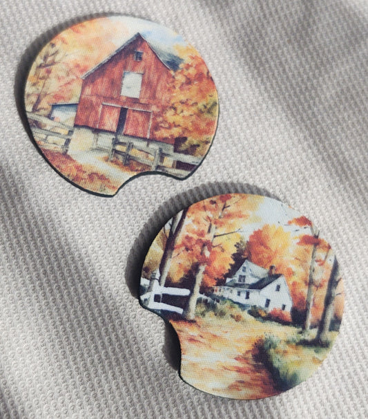 Fall Farm Car Coaster Set