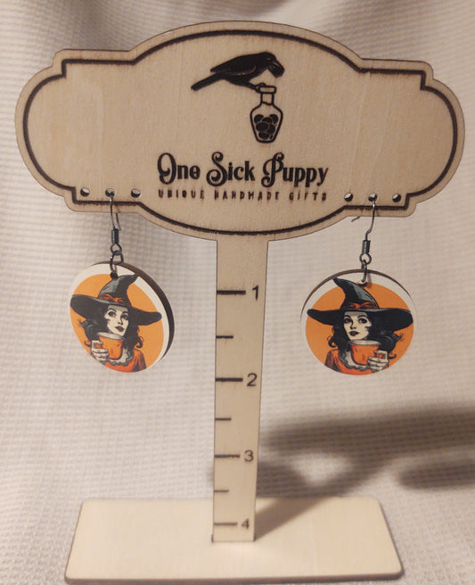 Coffee Witch Dangle Earrings