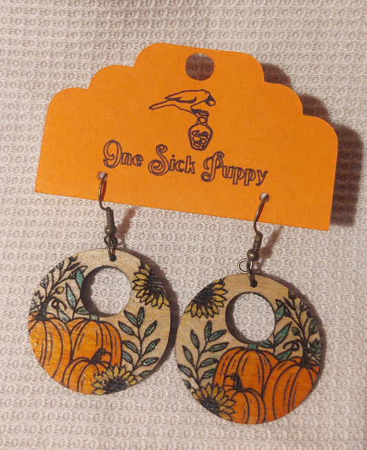 Wooden Pumpkin Patch Earrings