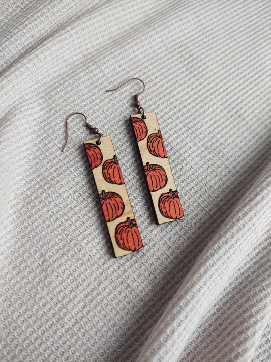 Pumpkin Wood Dangle Earrings