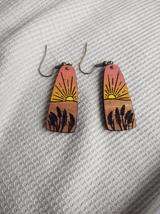 Wooden Sunrise Dangles