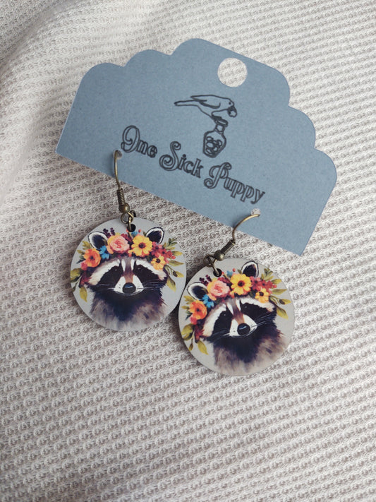 Boho Racoon Pendent Earrings