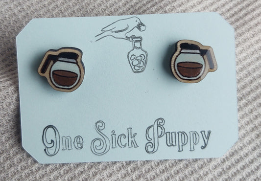 Coffee Pot Stud Earrings