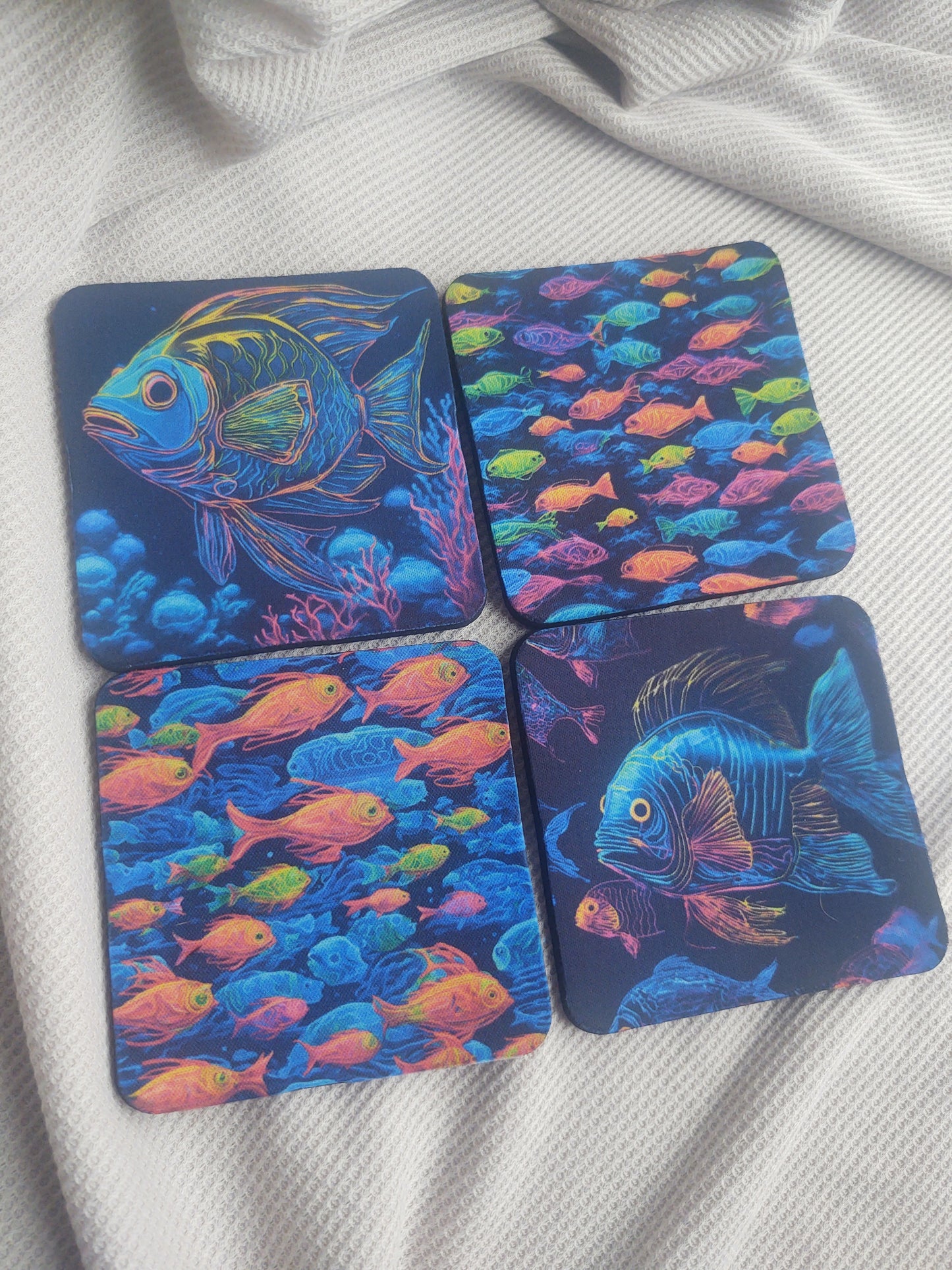 Neon Fish Coaster Set